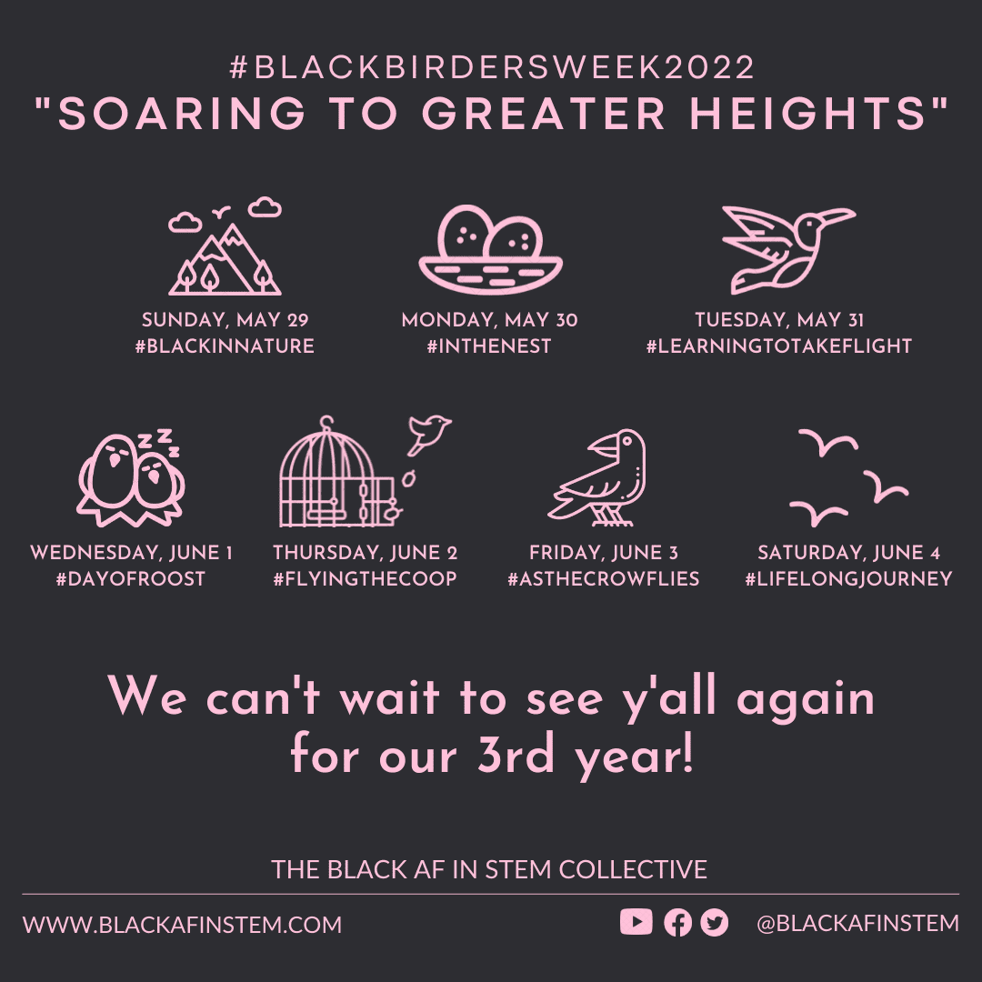 a flyer announces events related to Black Birders Week 2020